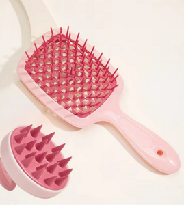 Pink Silicone Scalp Massage Combs Hair Brush